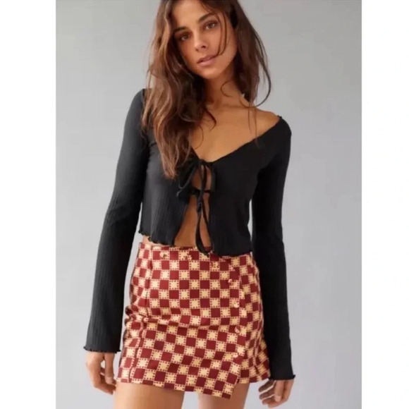 UO Jagger Button-Front Mini Skirt size L - Picture 3 of 9